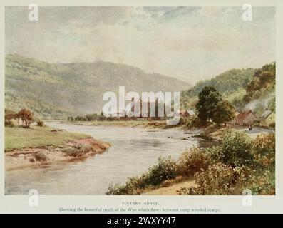 Tintern Abbey 1911 Gordon Cochrane Home (* 25. Juli 1878 bis 13. Dezember 1969) war ein englischer Landschaftskünstler, Schriftsteller und Illustrator. Die Tintern Abbey wurde am 9. Mai 1131 von Walter de Clare, Lord von Chepstow, gegründet. Es liegt neben dem Dorf Tintern in Monmouthshire, am walisischen Ufer des Flusses Wye Stockfoto