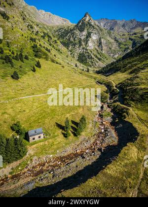 Département Hautes-Pyrenäen, Aure Upper Valley (obere Pyrenäen, Südwestfrankreich): Das Moudang-Tal, das zum Naturverbund gehört Stockfoto