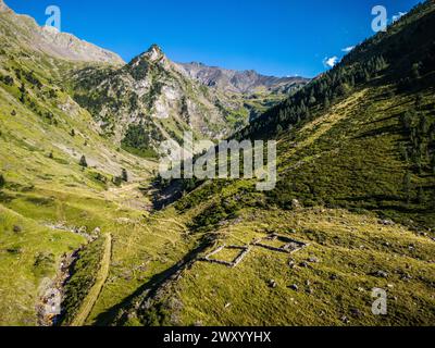 Département Hautes-Pyrenäen, Aure Upper Valley (obere Pyrenäen, Südwestfrankreich): Das Moudang-Tal, das zum Naturverbund gehört Stockfoto