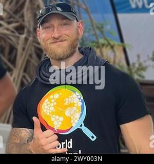 Foto von Jacob Flickinger, einem der sieben Helfer der World Central Kitchen, die bei einem israelischen Luftangriff in Gaza getötet wurden. Ausgabedatum: Mittwoch, 3. April 2024. Stockfoto