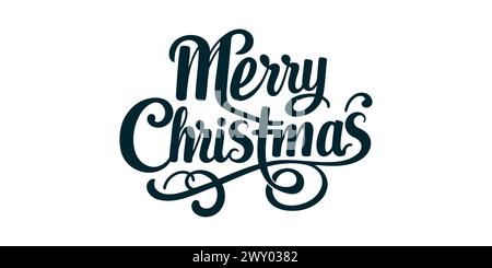 Vektorabbildung. Handgezeichneter eleganter moderner Pinselbeschriftung von Frohe Weihnachten isoliert auf weißem Hintergrund Stock Vektor
