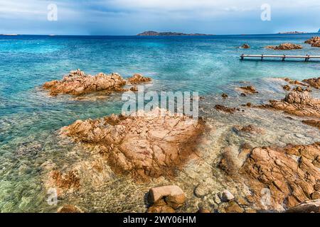 Blick auf die berühmte Spiaggia del Principe, einem der schönsten Strände der Costa Smeralda, Sardinien, Italien Stockfoto