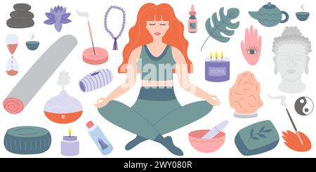 Vektorsatz für Yoga-Elemente Stock Vektor