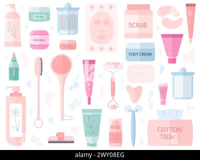 Flache Kosmetikprodukte Stock Vektor