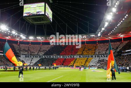 Im Bild: Choreographie Deutschland, Fans - auf dem Banner sie worte - Deutschland sagt Danke - Kaiser Franz, deutsche Fahnen, 26.03.2024, Deutschland vs. Niederlande Stockfoto