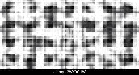Halbtonwolke oder Rauch nahtloses Muster mit Textur. Pop-Art-Nebel oder Nebel im Comic-Stil mit Punktmuster. Rasterschwarz-weiß Vektor-Retro-Illustration Stock Vektor