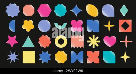 Geometrische Formen mit Textur. Einfacher Vektor illustriert, Retro-Stil Stock Vektor