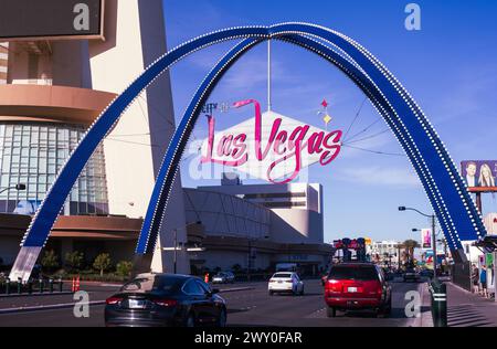 Schild Las Vegas Gateway Arches Stockfoto