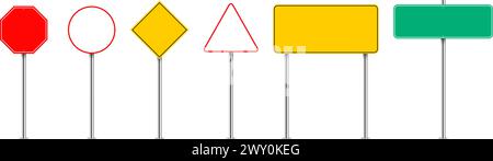 Reihe von leeren Straßenschildern. Vektorabbildung Stock Vektor