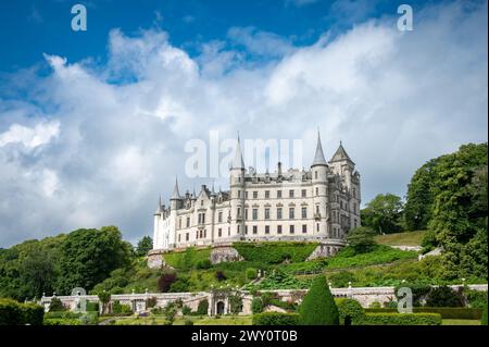 Blick auf Dunrobin Castle & Gardens, Golspie, Familie Sutherland, Northern Highlands, Schottland, UK Stockfoto