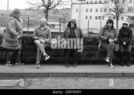 St. Patrick's Day in Letterkenny Co. Donegal, Irland in Schwarz-weiß. Stockfoto