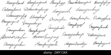 Handgeschriebener unlesbarer Text, dekorative Wortelemente. Stock Vektor