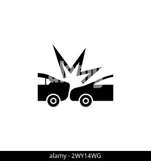 Flaches Vektorsymbol für abgestürzte Autos. Einfaches, ausgefülltes Symbol auf weißem Hintergrund Stock Vektor