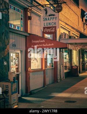 Vintage-Schild mit Snappy Lunch, Mount Airy, North Carolina Stockfoto