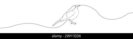 Eine Zeile Vogel-Symbol-Vektor-Hintergrund. Vogelsymbol. Durchgehende Kontur eines Vogel-Symbols. Stock Vektor