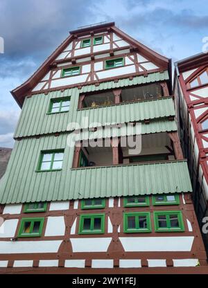 Alte Fachwerkhäuser im Fischerviertel Ulm, Baden-Württemberg Stockfoto