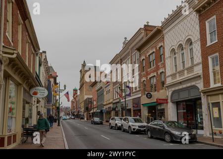 Staunton, Virginia, USA – 24. Februar 2024: Die historische Innenstadt wurde 1801 gegründet, aber 1732 gegründet. Stockfoto