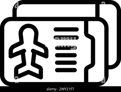 Symbol für Flugtickets Umrissvektor. Bordkarte für Flugzeuge. Reiseflugdokumente Stock Vektor