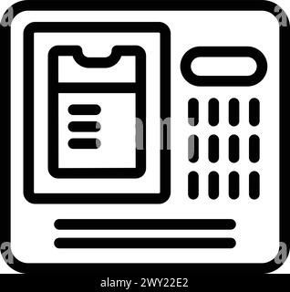 Konturvektor des Kassiererterminals. Touchscreen Smart-Technologie. Kartenautomat Stock Vektor