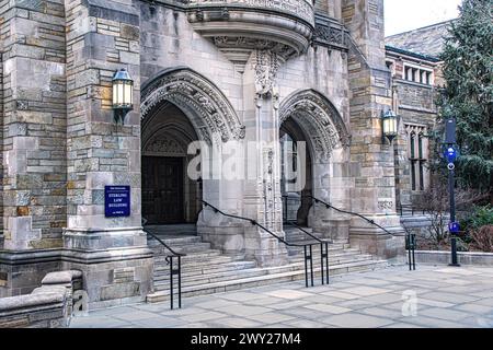 Sterling Law Building, Außenansicht, Yale Law School, Yale University, New Haven, Connecticut, USA Stockfoto