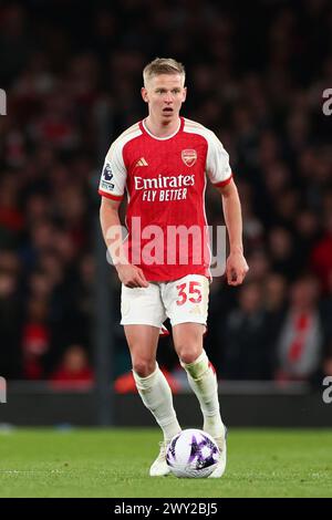 Emirates Stadium, London, Großbritannien. April 2024. Premier League Football, Arsenal gegen Luton Town; Oleksandr Zinchenko von Arsenal Credit: Action Plus Sports/Alamy Live News Stockfoto