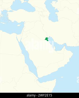 Grüne Karte von KUWAIT im Inneren beige Karte des Nahen Ostens Stock Vektor