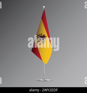 Realistische 3D-Flagge Spaniens auf Stahlmast Stock Vektor