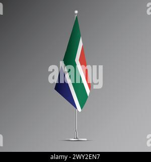 Realistische 3D-Flagge von Südafrika auf Stahlmast Stock Vektor
