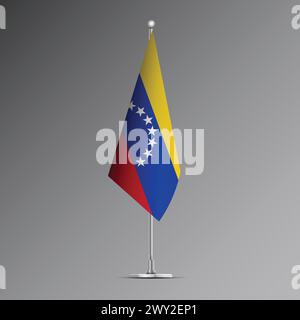 Realistische 3D-Flagge Venezuelas auf Stahlmast Stock Vektor