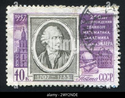 RUSSLAND - UM 1957: Briefmarke gedruckt von Russland, zeigt Leonhard Euler, Schweizer Mathematiker und Physiker, um 1957 Stockfoto