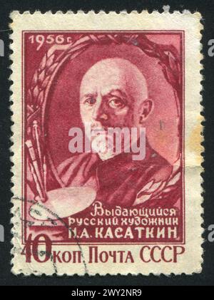 RUSSLAND - CA. 1956: Briefmarke gedruckt von Russland, zeigt Nikolai Kasatkin, ca. 1956 Stockfoto