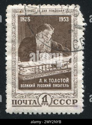 RUSSLAND - CA. 1953: Briefmarke gedruckt von Russland, zeigt Leo Tolstoi, ca. 1953 Stockfoto