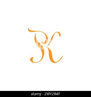 Letter PK Kurven Schriftart eleganter Logovektor Stock Vektor