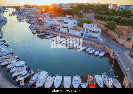 Hafenblick, Ciutadella, Menorca, Balearen, Spanien Stockfoto