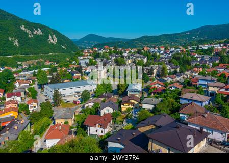 Panoramablick auf die Stadt Jajce in Bosnien und Herzegowina Stockfoto