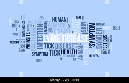 Lyme-Borreliose Wort Cloud Vorlage. Gesundheit und medizinisches Bewusstsein Konzept Vektor Hintergrund. Stock Vektor