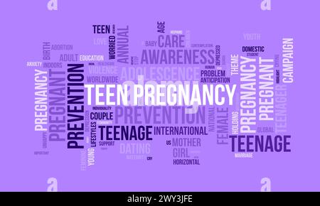 Teen Pregnancy Prevention Word Cloud-Vorlage. Gesundheit und medizinisches Bewusstsein Konzept Vektor Hintergrund. Stock Vektor