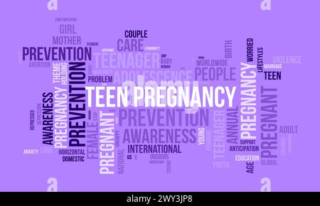 Teen Pregnancy Prevention Word Cloud-Vorlage. Gesundheit und medizinisches Bewusstsein Konzept Vektor Hintergrund. Stock Vektor