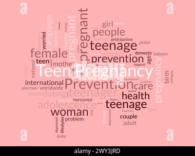 Teen Pregnancy Prevention Word Cloud-Vorlage. Gesundheit und medizinisches Bewusstsein Konzept Vektor Hintergrund. Stock Vektor