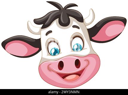 Vektorgrafik eines glücklichen, lächelnden Kuhgesichts Stock Vektor