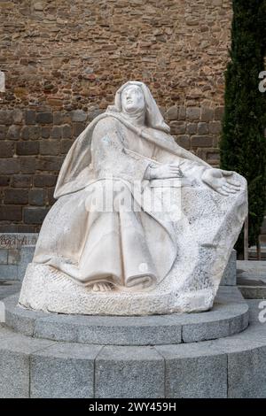 Statue der Heiligen Teresa (Santa Teresa), Avila, Kastilien und Leon, Spanien Stockfoto