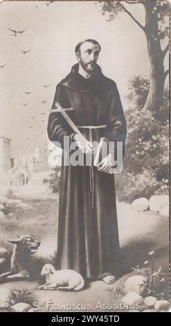 Alte heilige Karte des Heiligen Franziskus von Assisi / S Franciscus Asisii / St. Franziskus von Assisi zusätzliche Rechte-Clearenzen-nicht verfügbar Stockfoto