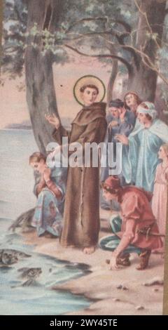 Alte heilige Karte des Heiligen Franziskus von Assisi / S Franciscus Asisii / St. Franziskus von Assisi zusätzliche Rechte-Clearenzen-nicht verfügbar Stockfoto