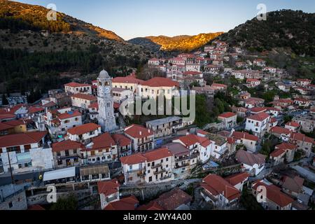 Dimitsana Village Bei Sonnenuntergang Stockfoto