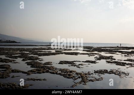 Sonnenuntergang im Hafen von Byblos, Libanon Stockfoto