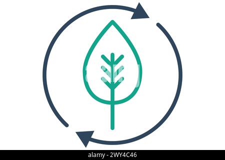 Symbol „Ökologie“. Blatt im Kreis und Pfeil. Symbol, das sich auf den Symbolstil der ESG-Linie bezieht. Abbildung des Naturelements Stock Vektor