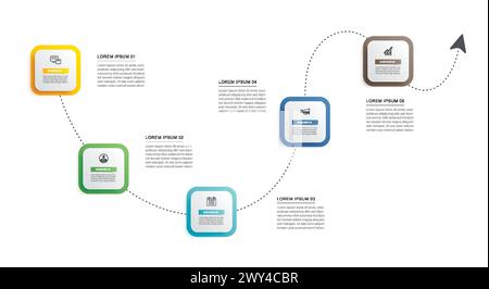 5 Vorlage für Daten-Infografiken. Illustration geschäftlicher abstrakter Hintergrund. Stock Vektor