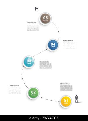 5 Vorlage für Daten-Infografiken. Illustration geschäftlicher abstrakter Hintergrund. Stock Vektor