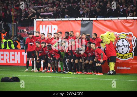 LEVERKUSEN, DEUTSCHLAND - 3. APRIL 2024: Der Germany Cup. DFB-Pokal-Spiel FC Bayer 04 Leverkusen gegen Fortuna Düsseldorf in der BayArena Stockfoto