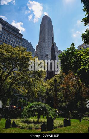Der Trinity Kirchhof in Lower Manhattan, New York City Stockfoto